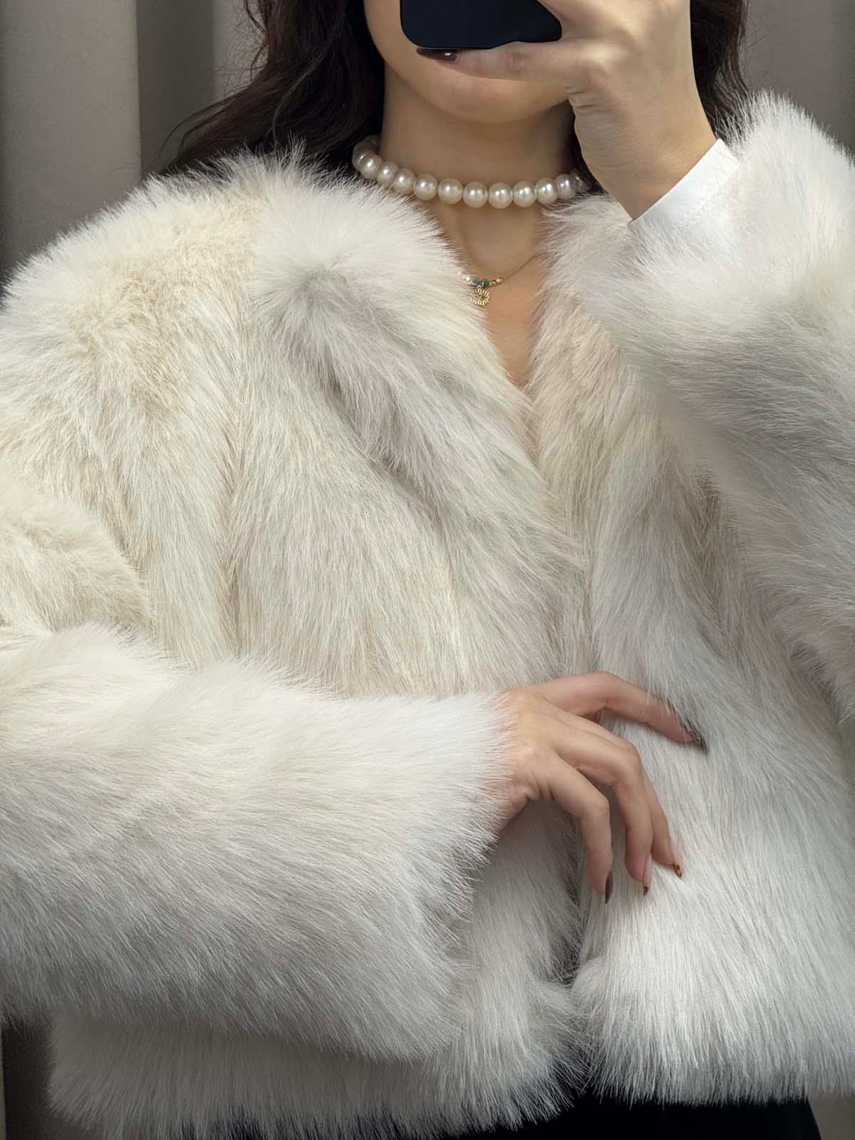 Vettia İçi Astarlı Kısa Krem Kürk Ceket