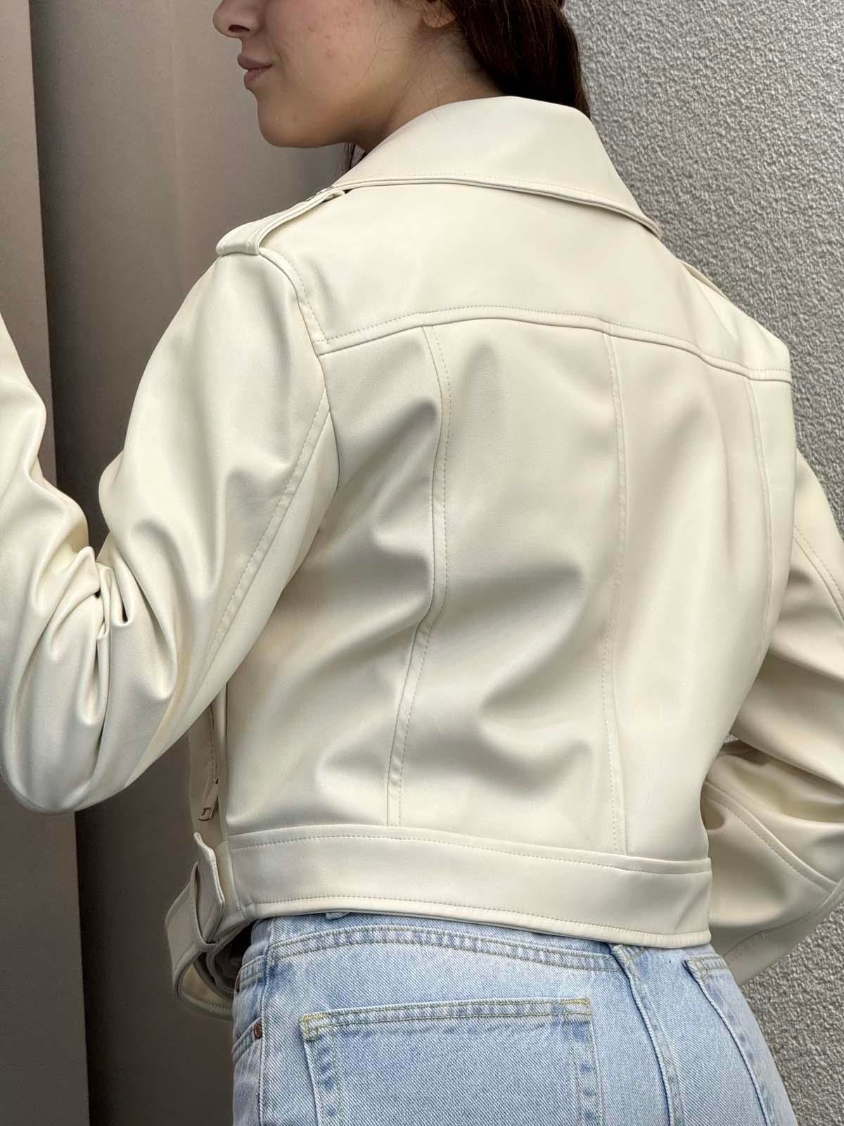 Zra Muadil Beyaz Deri Ceket