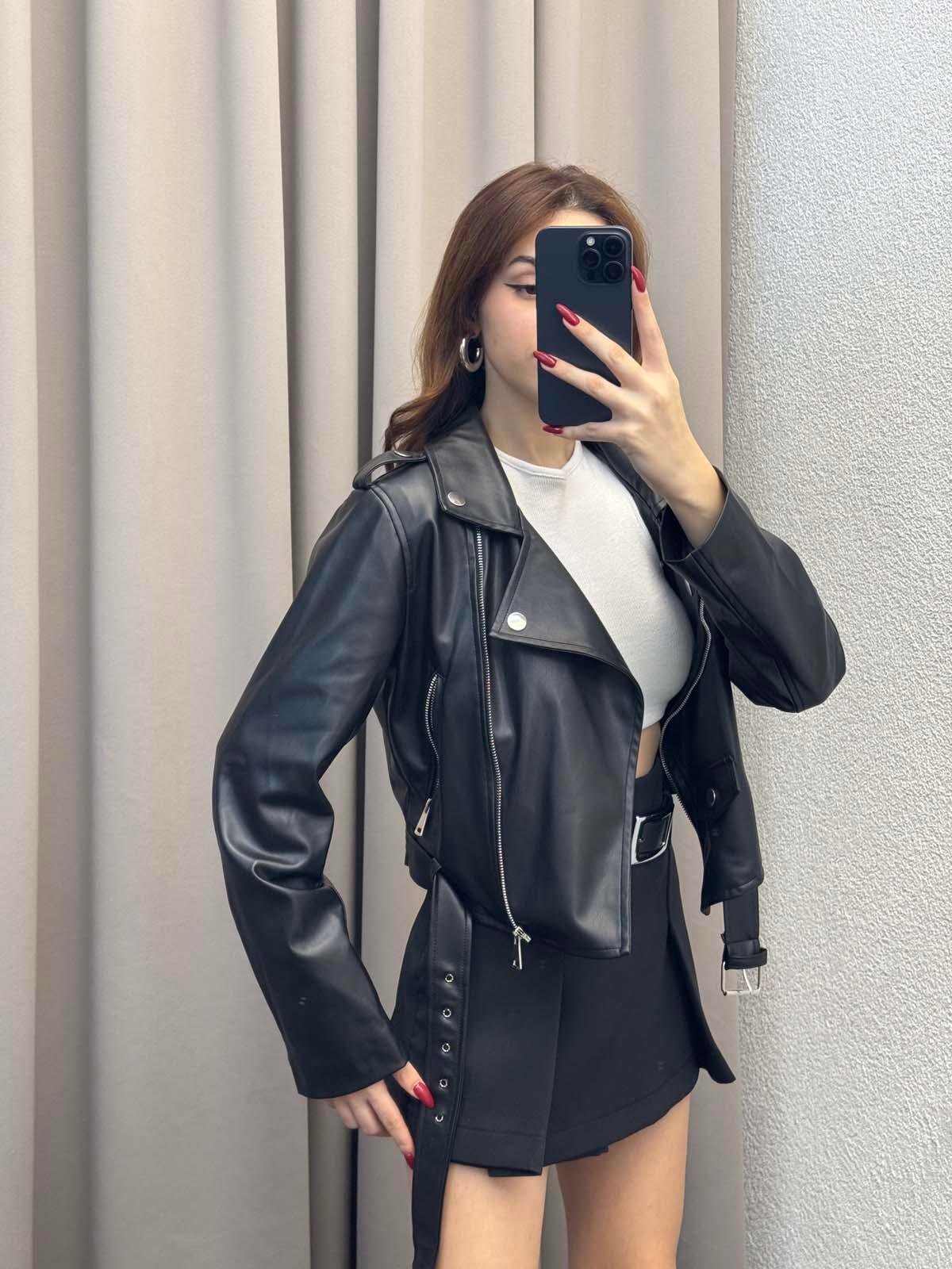 Zra Muadil Siyah Deri Ceket