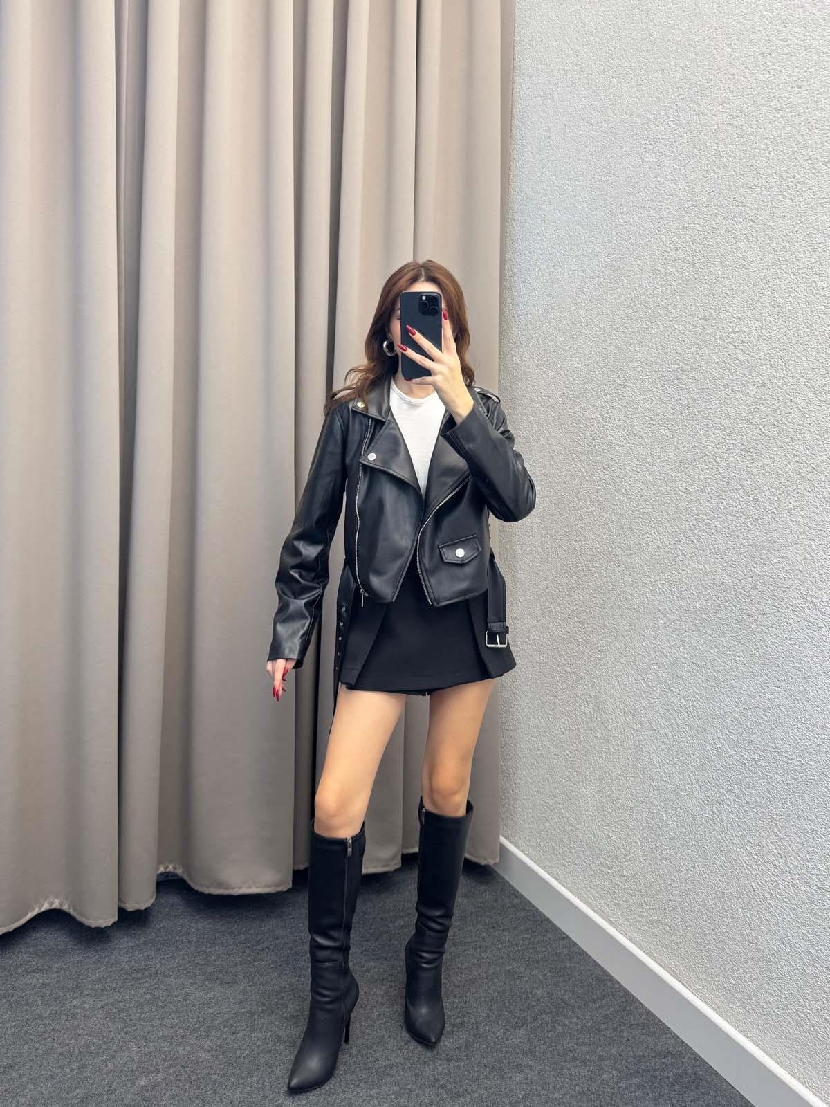 Zra Muadil Siyah Deri Ceket