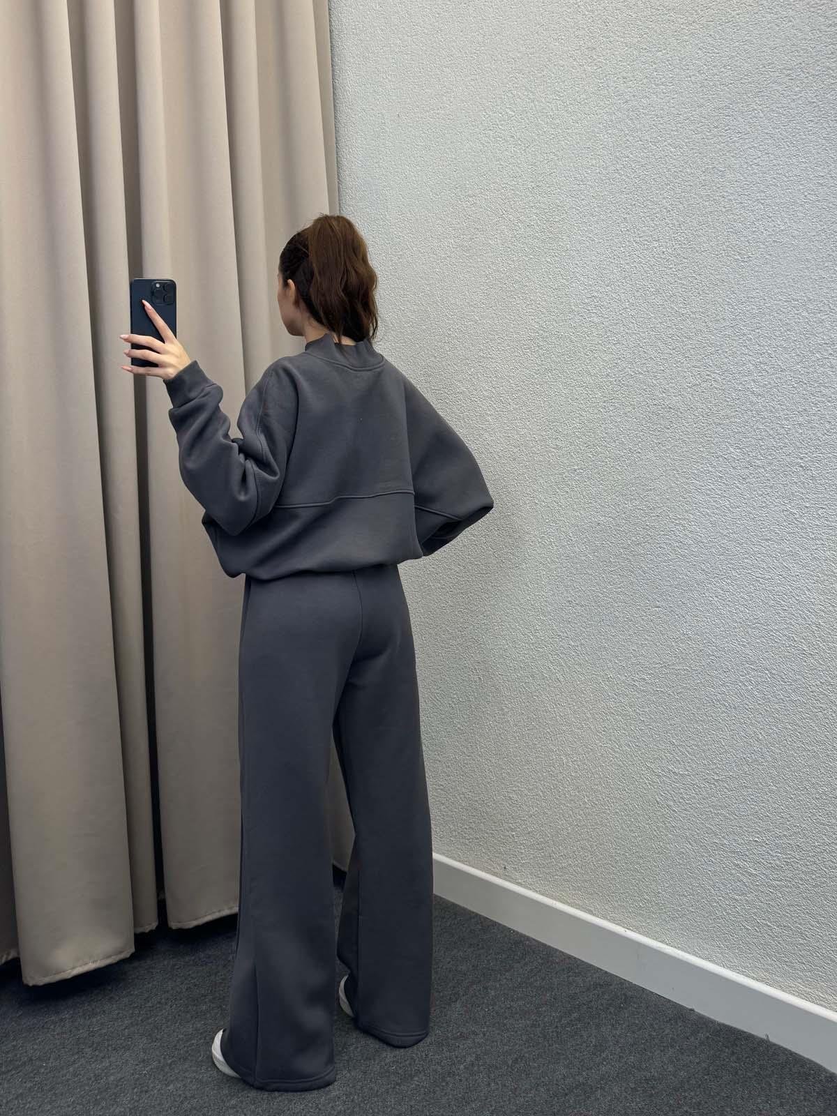 Zumba Üç İplik Şardonlu Füme Eşofman Takımı