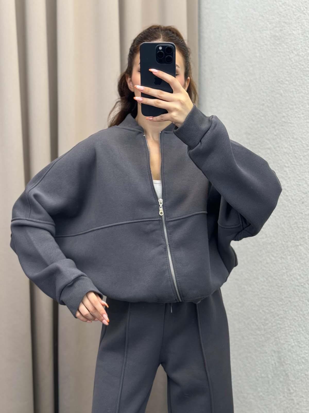 Zumba Üç İplik Şardonlu Füme Eşofman Takımı