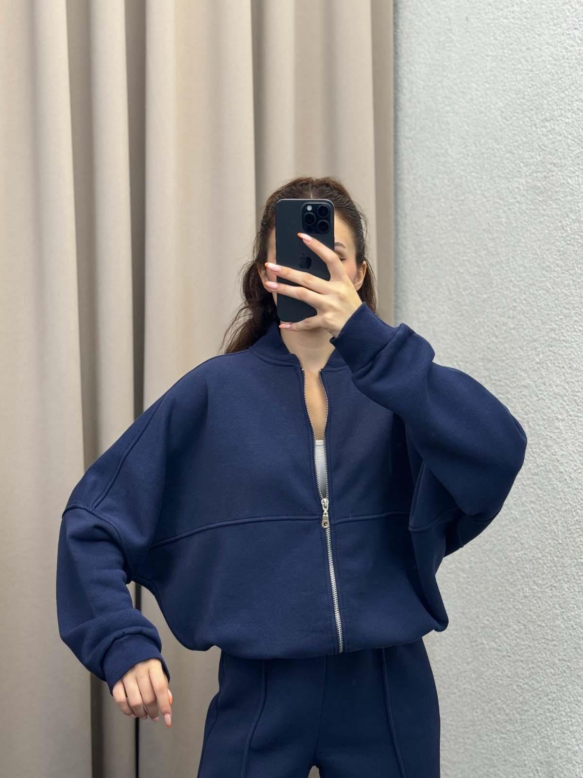 Zumba Üç İplik Şardonlu Lacivert Eşofman Takımı