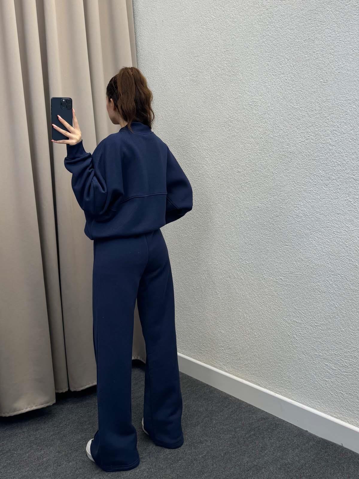 Zumba Üç İplik Şardonlu Lacivert Eşofman Takımı