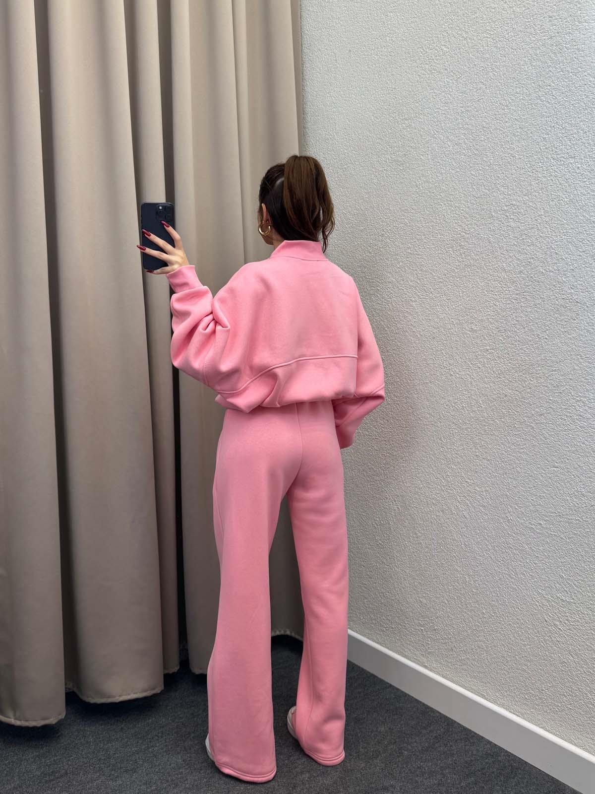 Zumba Üç İplik Şardonlu Pudra Eşofman Takımı