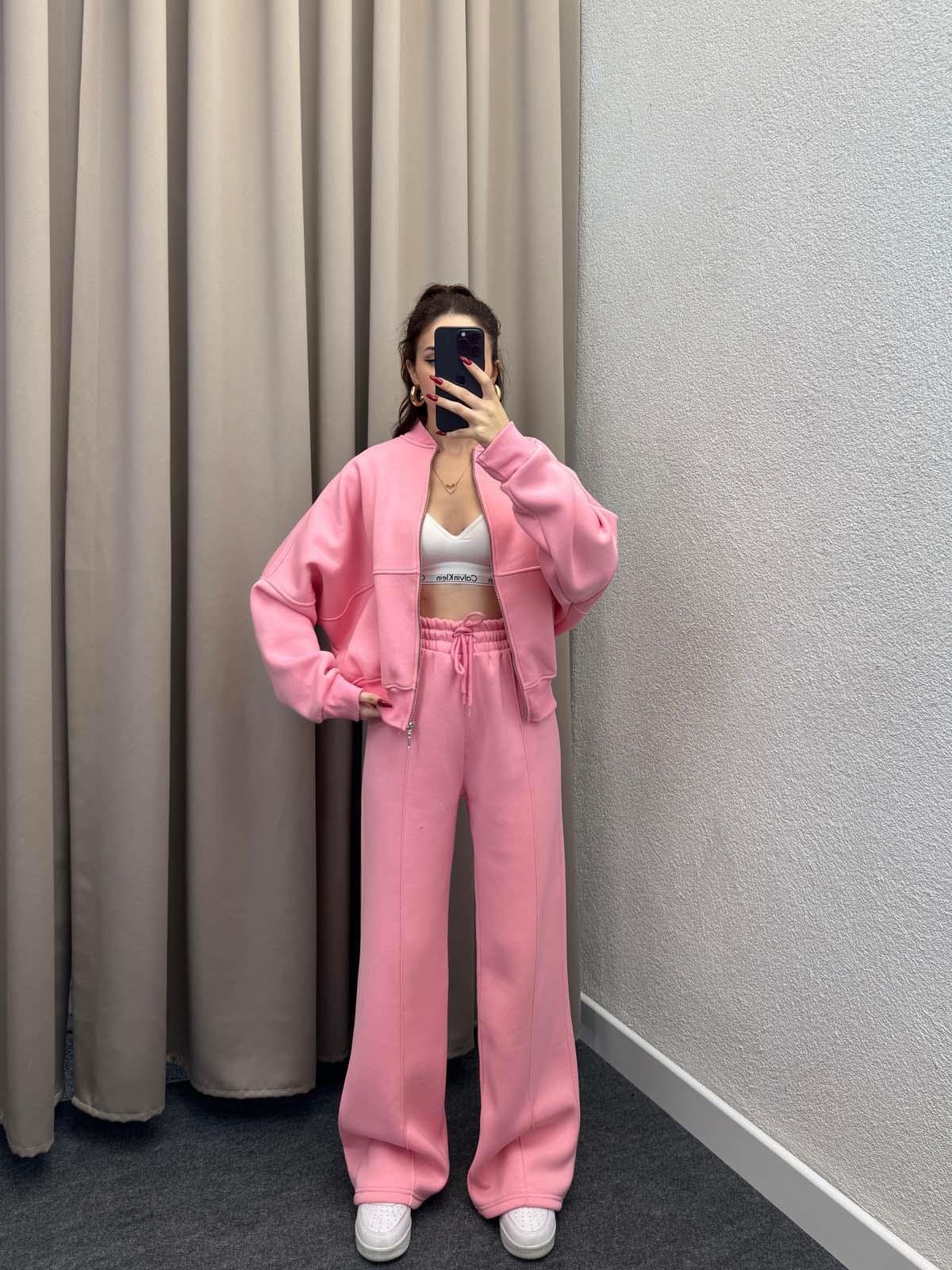 Zumba Üç İplik Şardonlu Pudra Eşofman Takımı