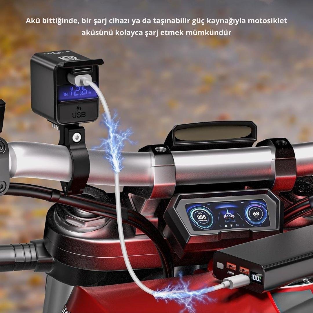 Kewig B13 Motosiklet Akü Şarj Cihazı – USB-C Şarj Cihazı, (Çift Yönlü Şarj Cihazı)