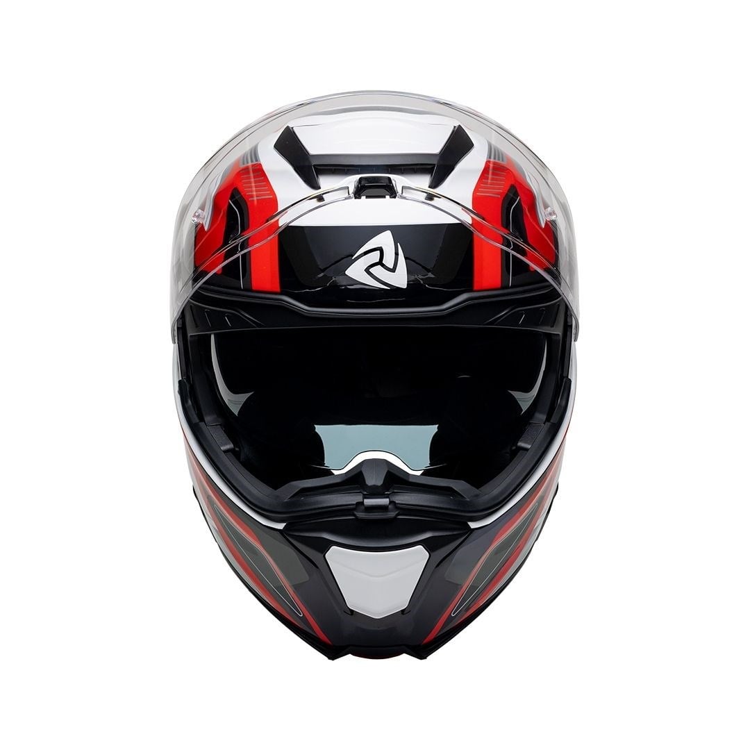 Nukro 937-SV Glossy White Red Black Çene Açılır Kask 