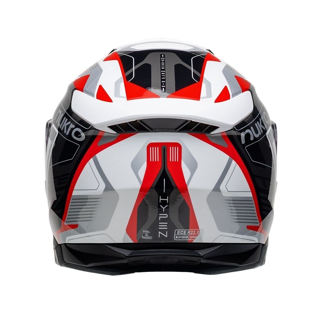 Nukro 937-SV Glossy White Red Black Çene Açılır Kask 
