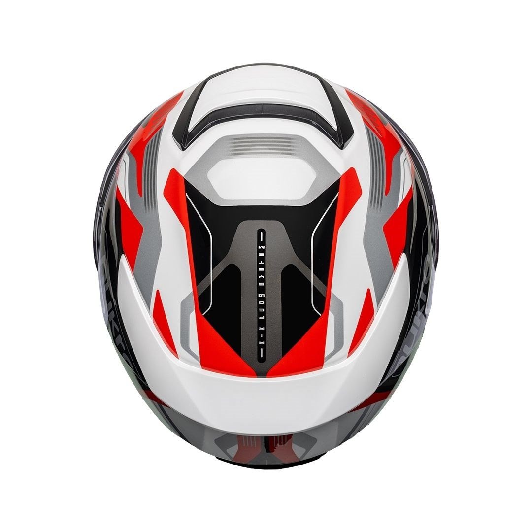 Nukro 937-SV Glossy White Red Black Çene Açılır Kask 