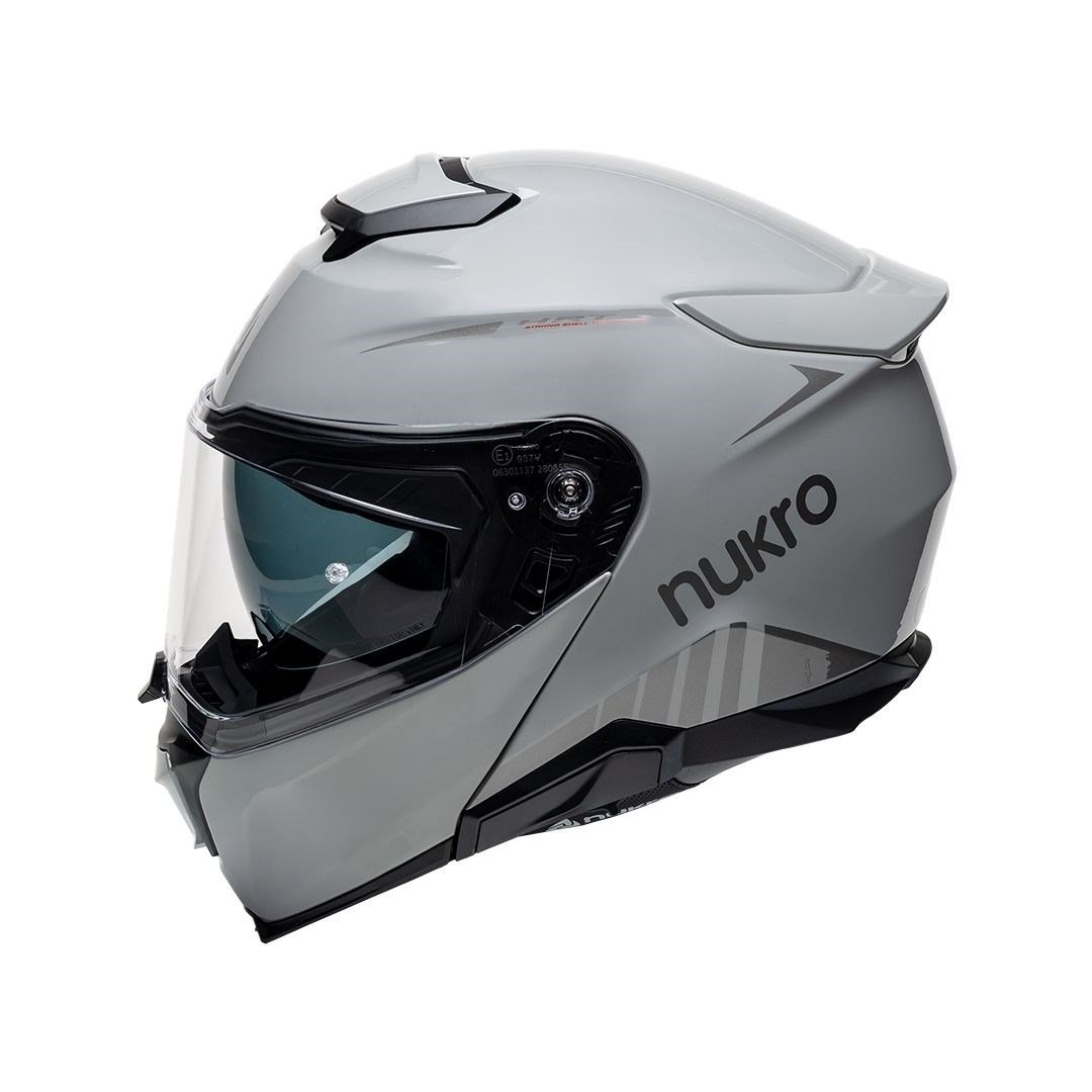 Nukro 937-SV Solid Glossy Gray Çene Açılır Kask 