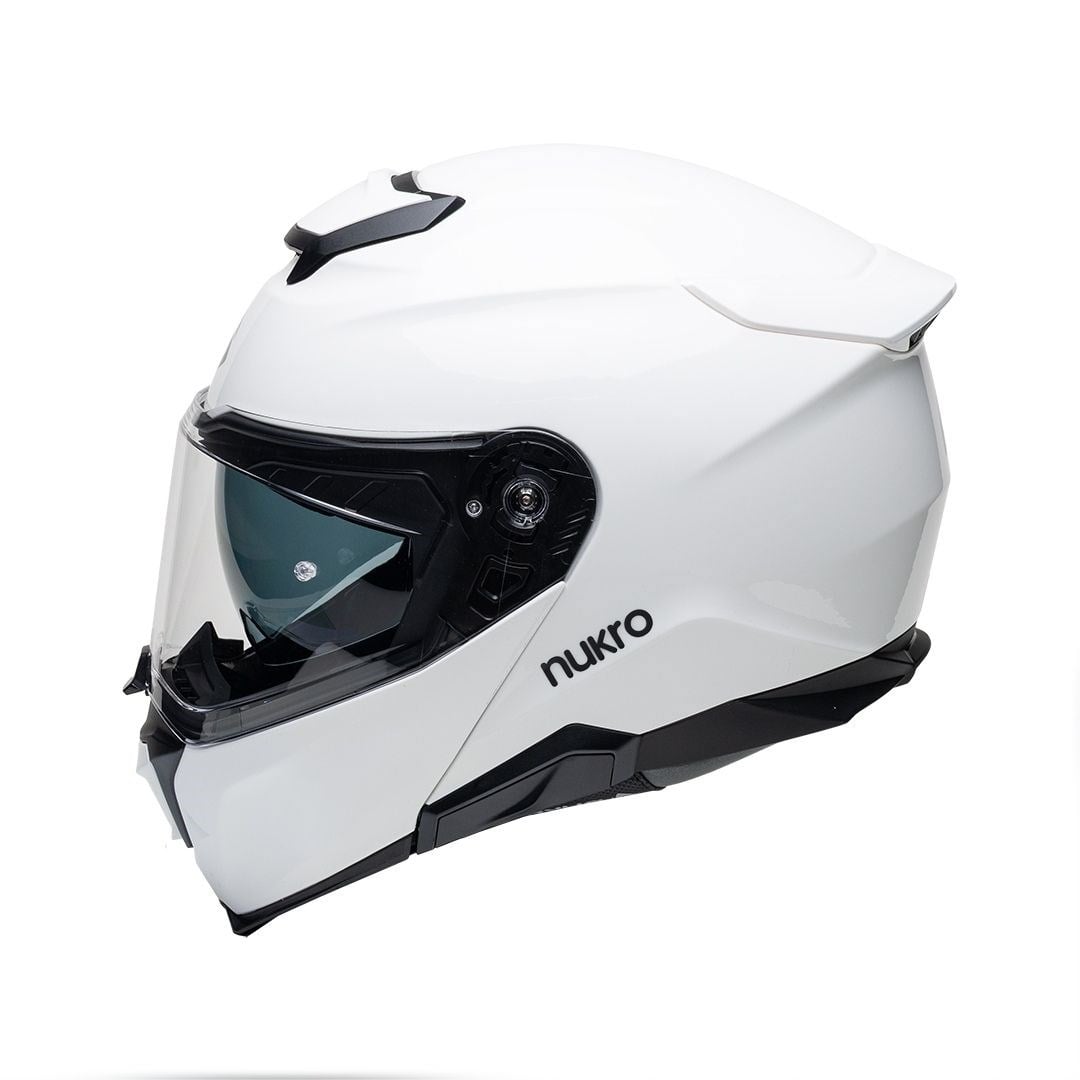 Nukro 937-SV Solid Glossy White Çene Açılır Kask 