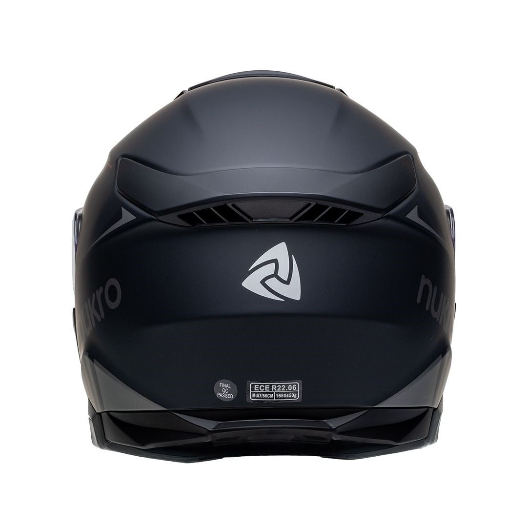 Nukro 937-SV Solid Matte Black Çene Açılır Kask 