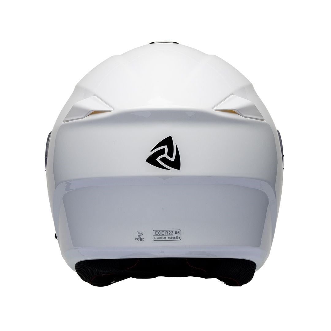 Nukro 938-SV Solid Glossy White Çene Açılır Kask 