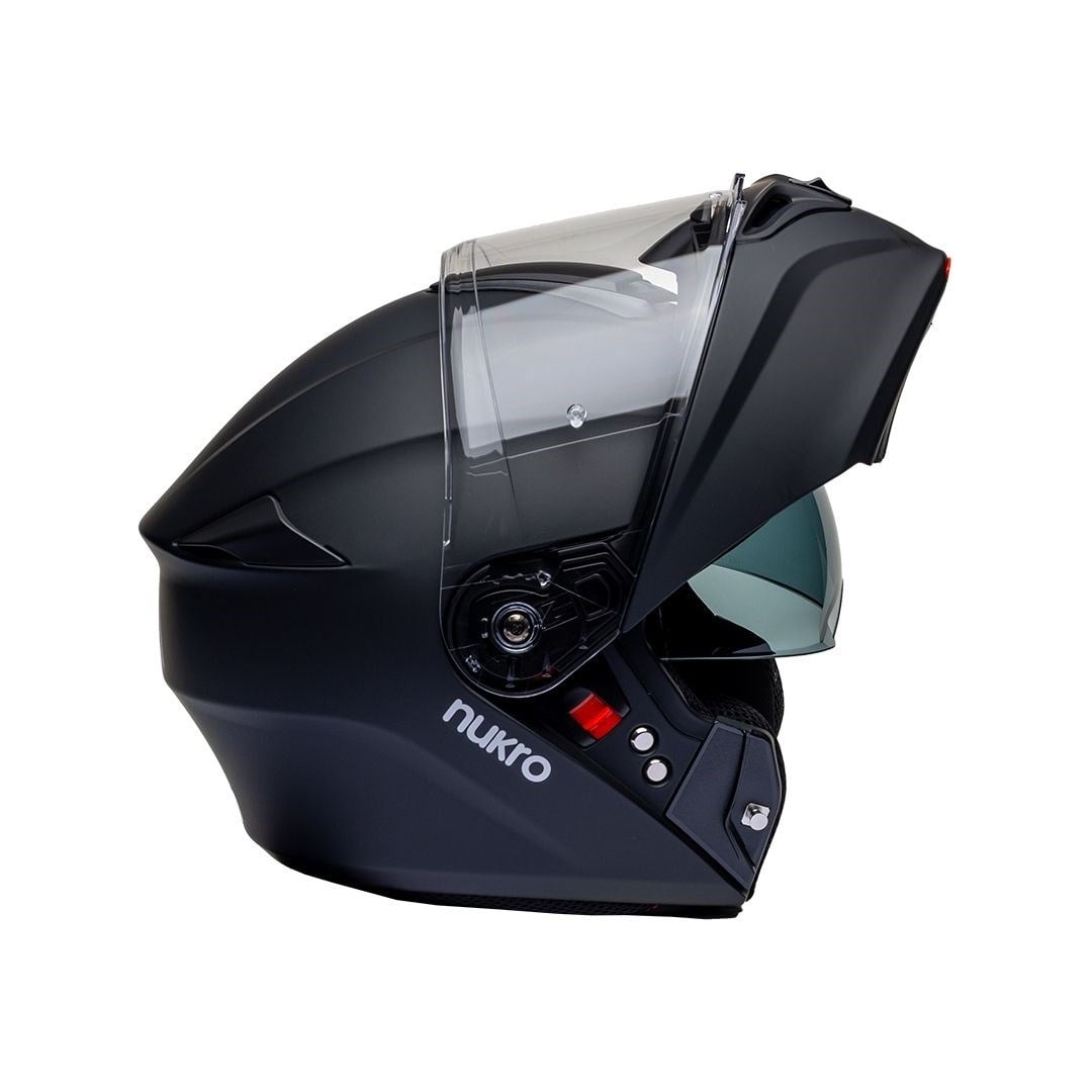Nukro 938-SV Solid Matte Black Çene Açılır Kask 