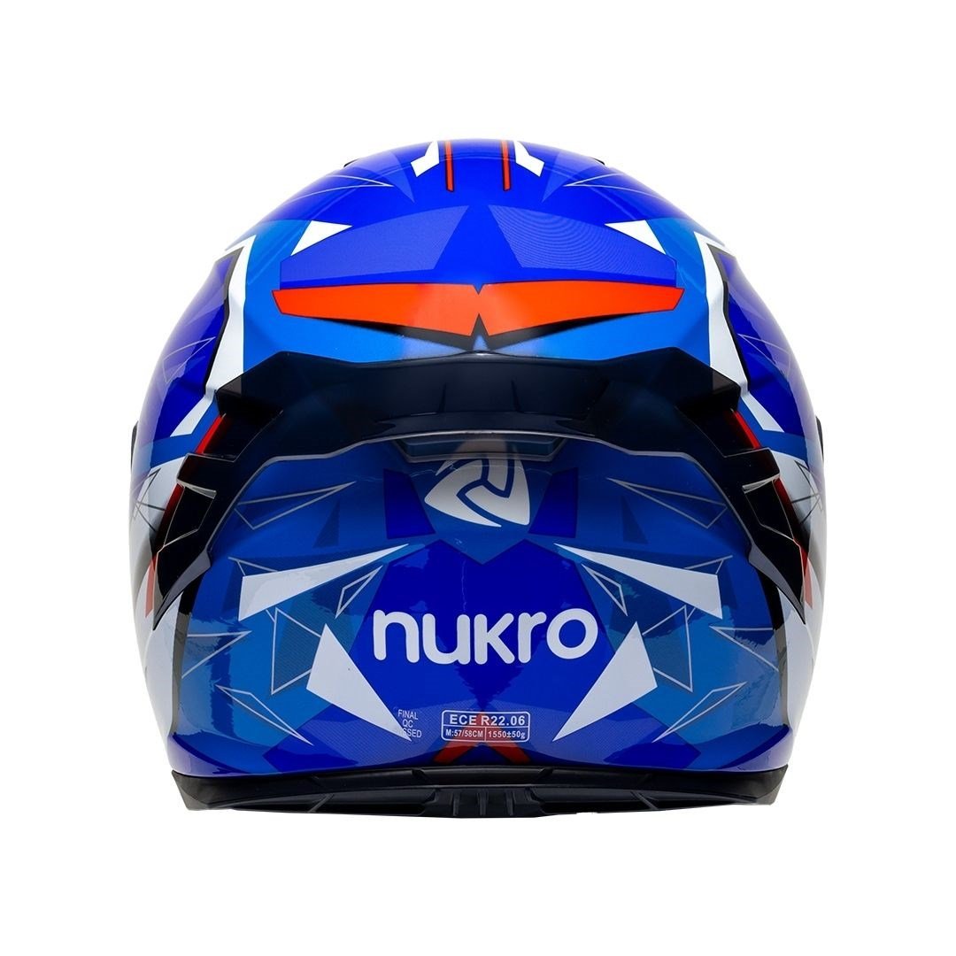 Nukro 986-A Glossy Blue Red White Kapalı Kask
