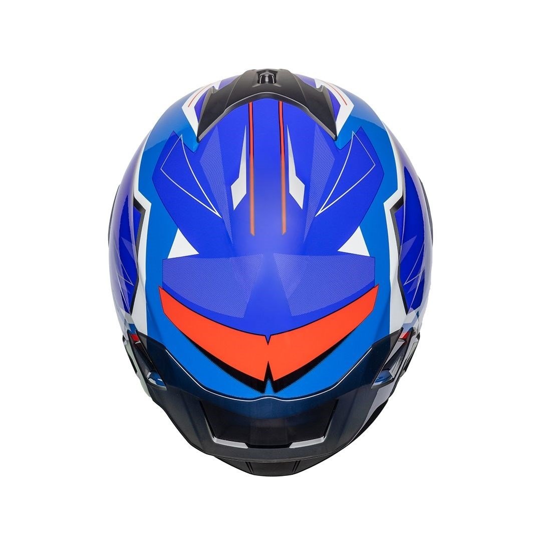 Nukro 986-A Glossy Blue Red White Kapalı Kask