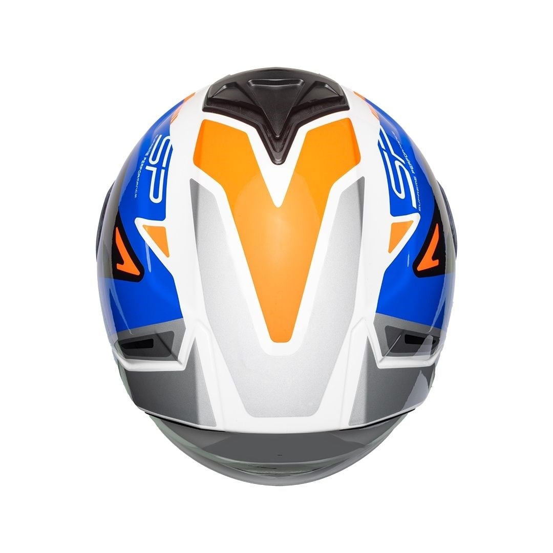 Nukro 987 Glossy Black Fluo Orange Blue Kapalı Kask 