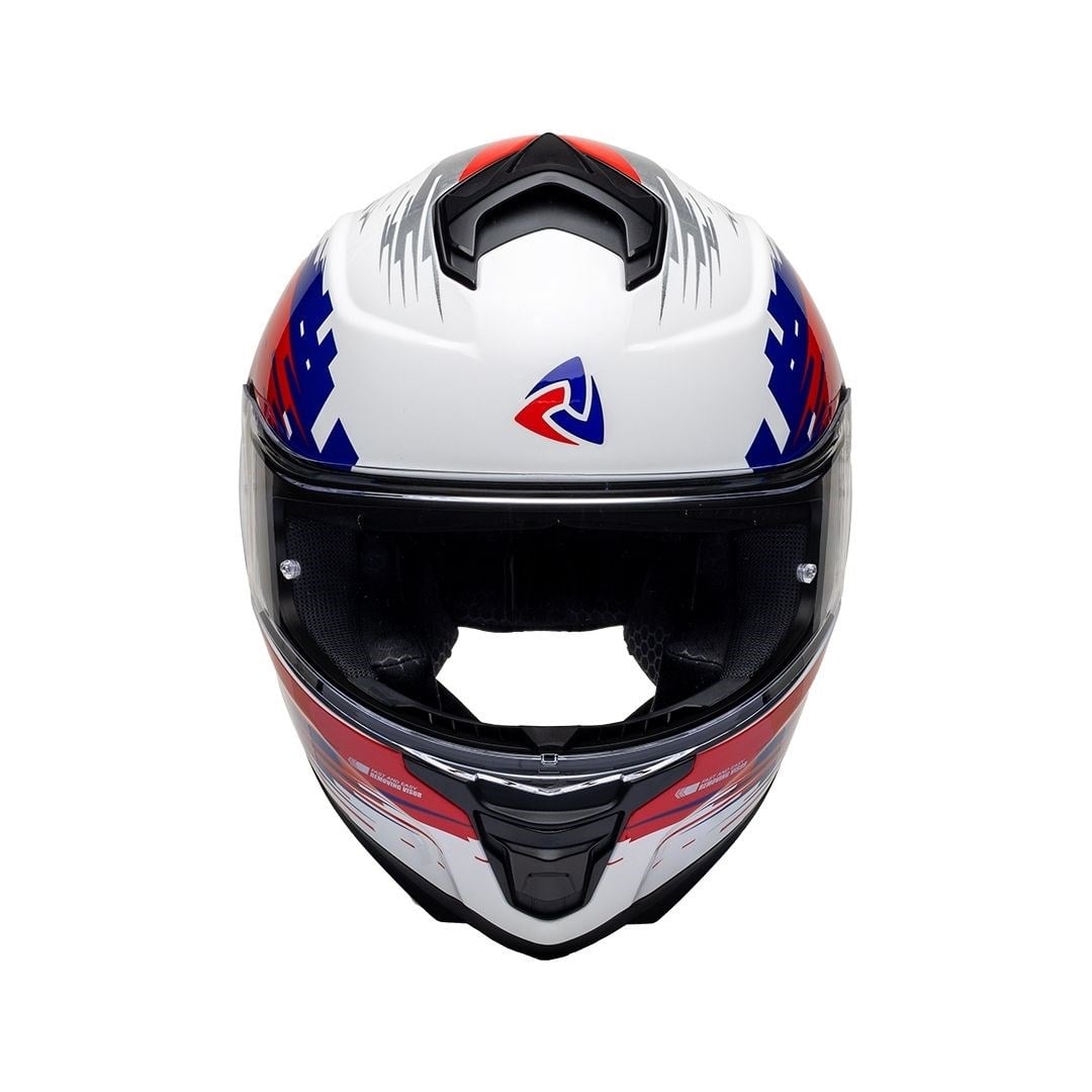 Nukro 987 Glossy White Red Blue Kapalı Kask 