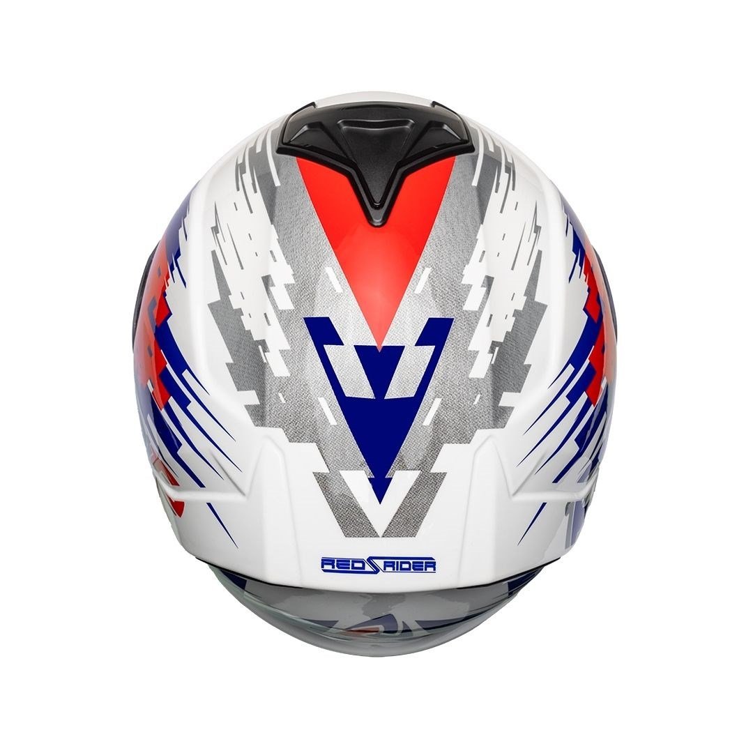 Nukro 987 Glossy White Red Blue Kapalı Kask 