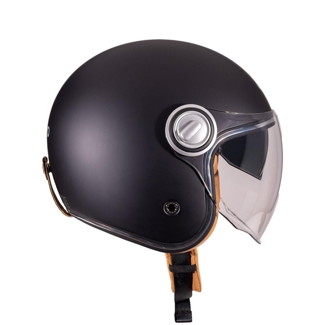 Nukro B-108 Solid Matt Black Açık Kask 