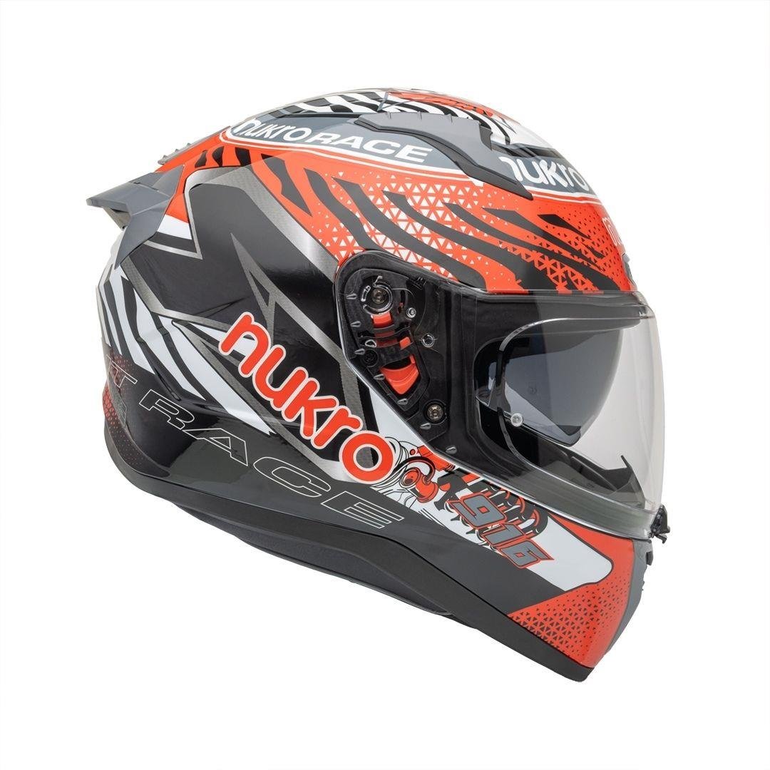 Nukro B-506 Combo White-Red-Grey-Yellow Kapalı Kask 
