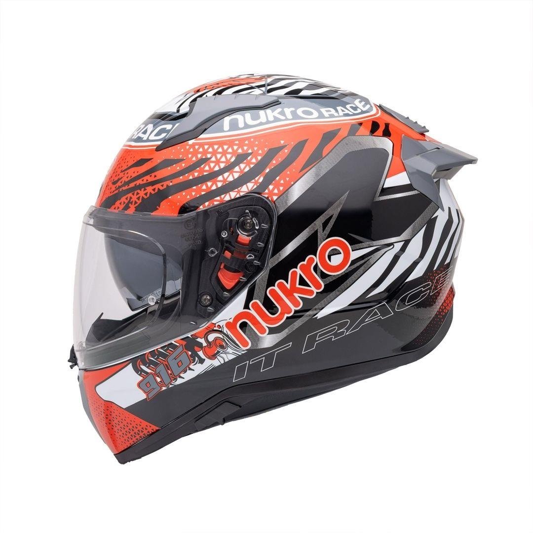 Nukro B-506 Combo White-Red-Grey-Yellow Kapalı Kask 