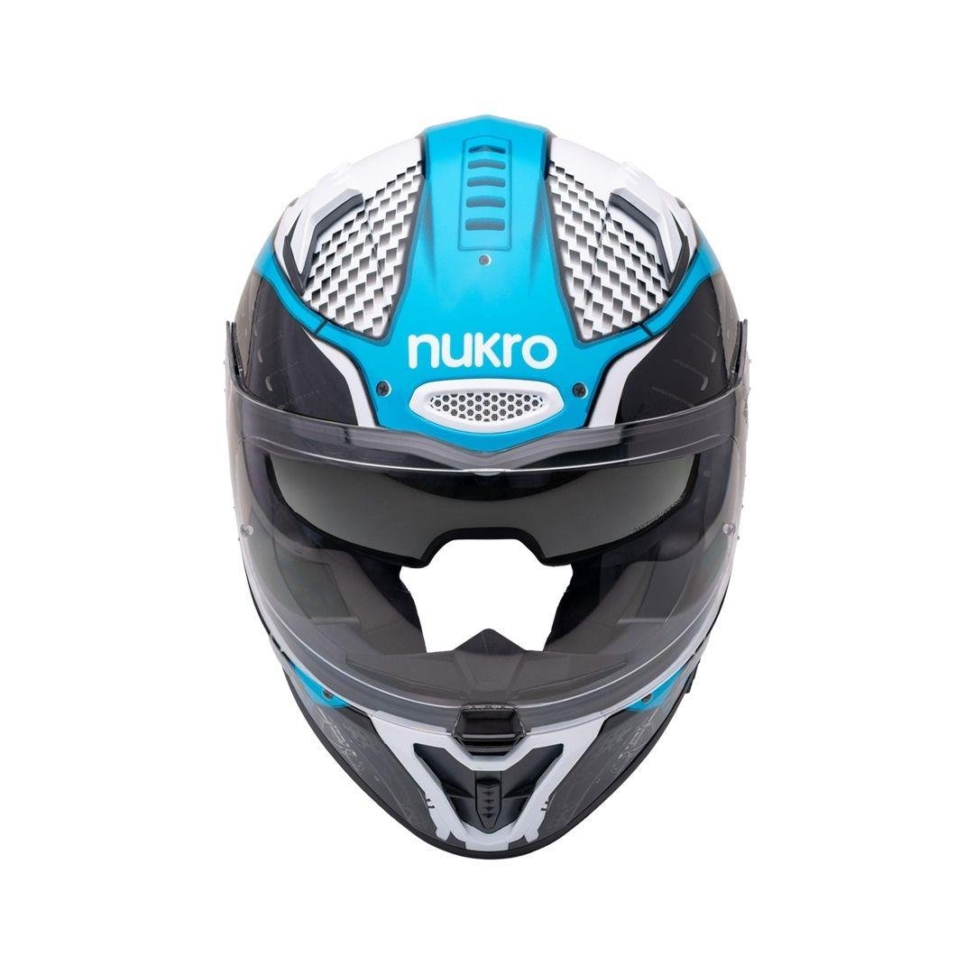 Nukro B-506 Level White-Blue Kapalı Kask 