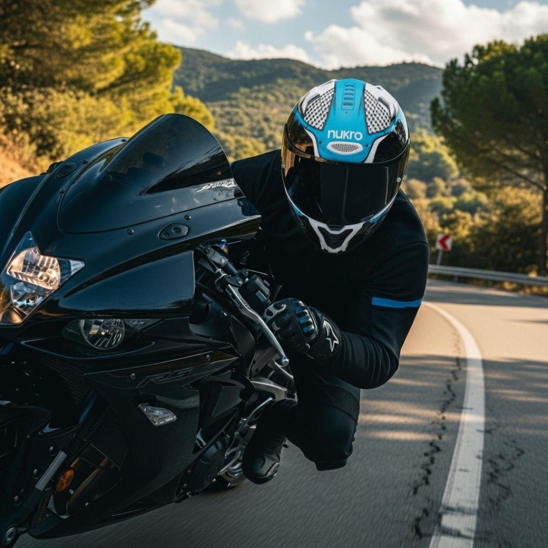 Nukro B-506 Level White-Blue Kapalı Kask 
