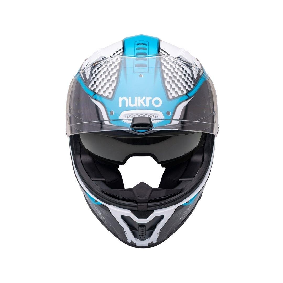 Nukro B-506 Level White-Blue Kapalı Kask 