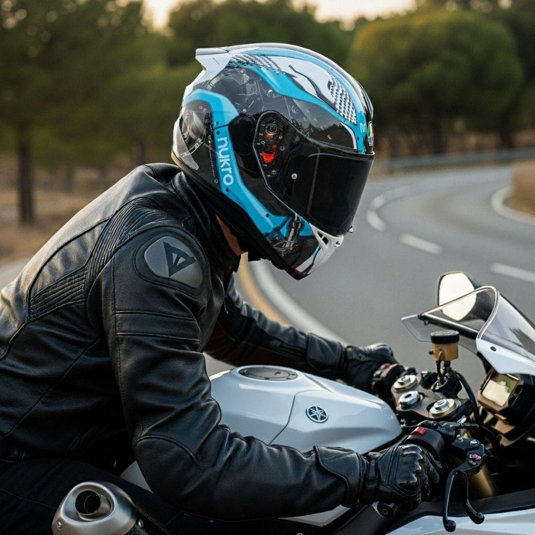 Nukro B-506 Level White-Blue Kapalı Kask 