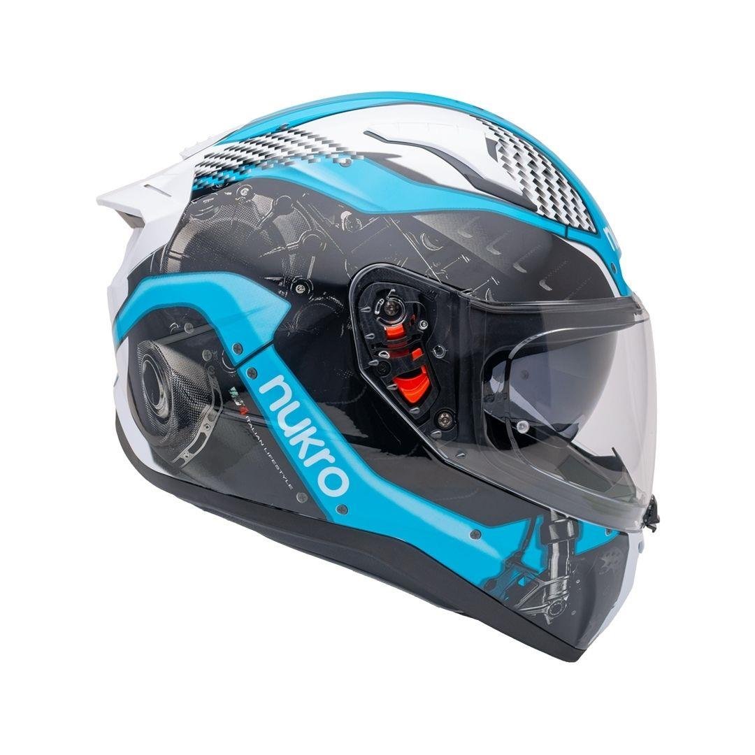 Nukro B-506 Level White-Blue Kapalı Kask 