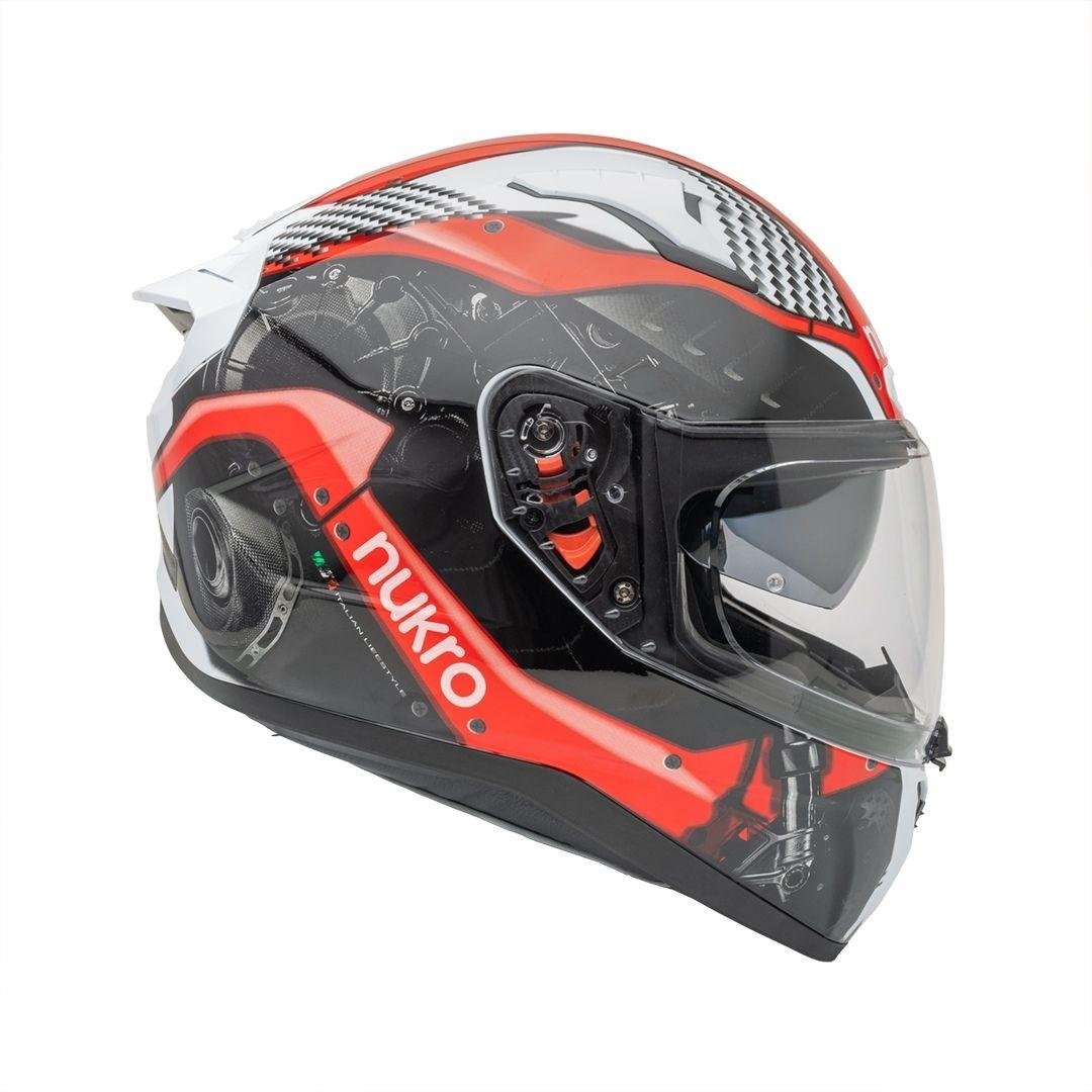 Nukro B-506 Level White-Red Kapalı Kask 