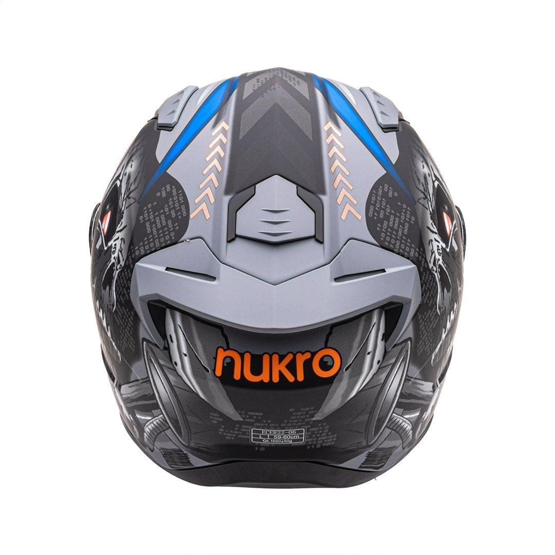 Nukro B-506 VORTEX Grey-Orange Kapalı Kask 