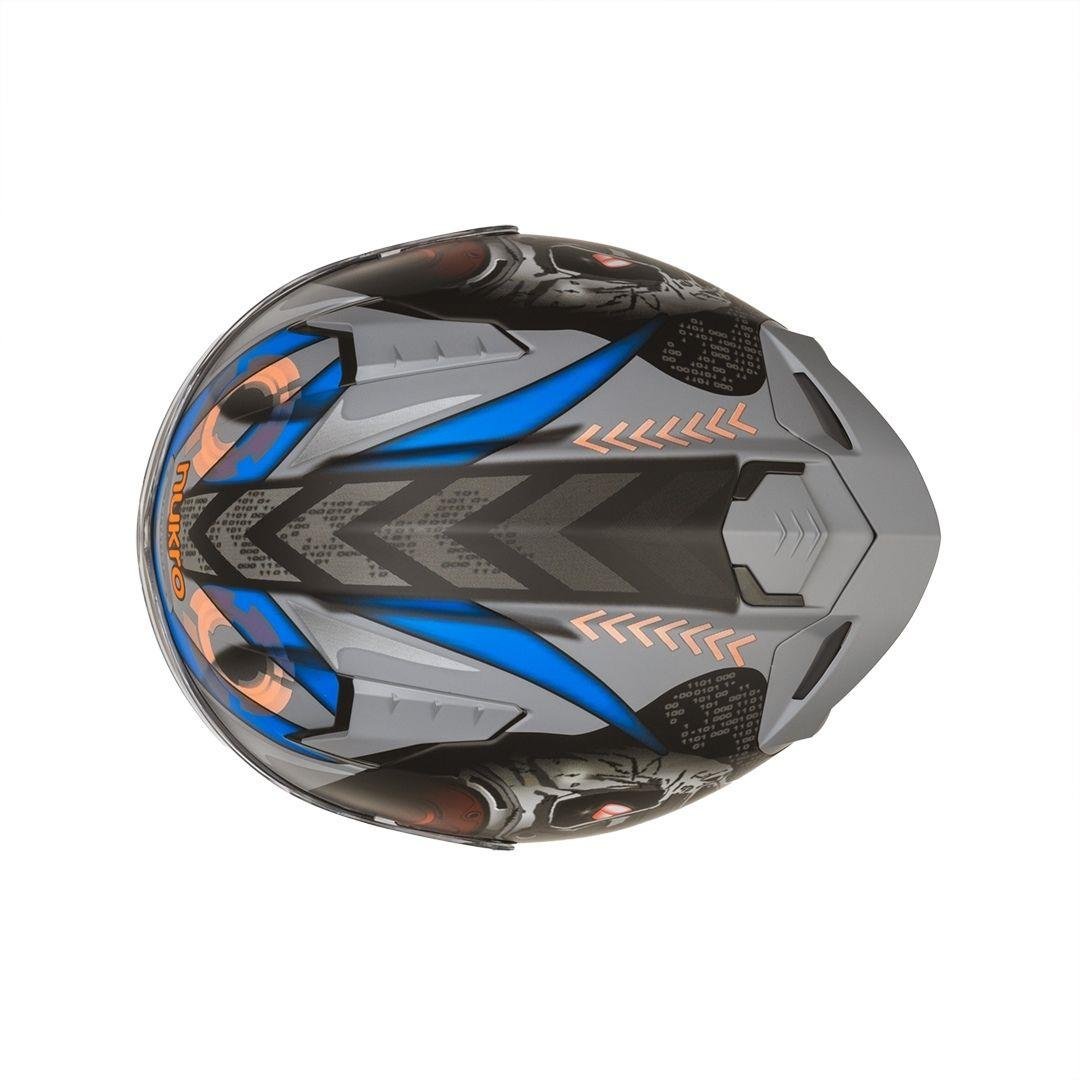 Nukro B-506 VORTEX Grey-Orange Kapalı Kask 