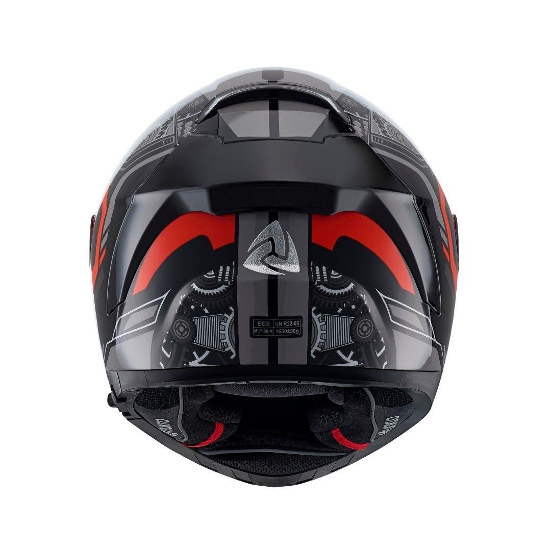 Nukro YM-853 Combat Red Black Kapalı Kask