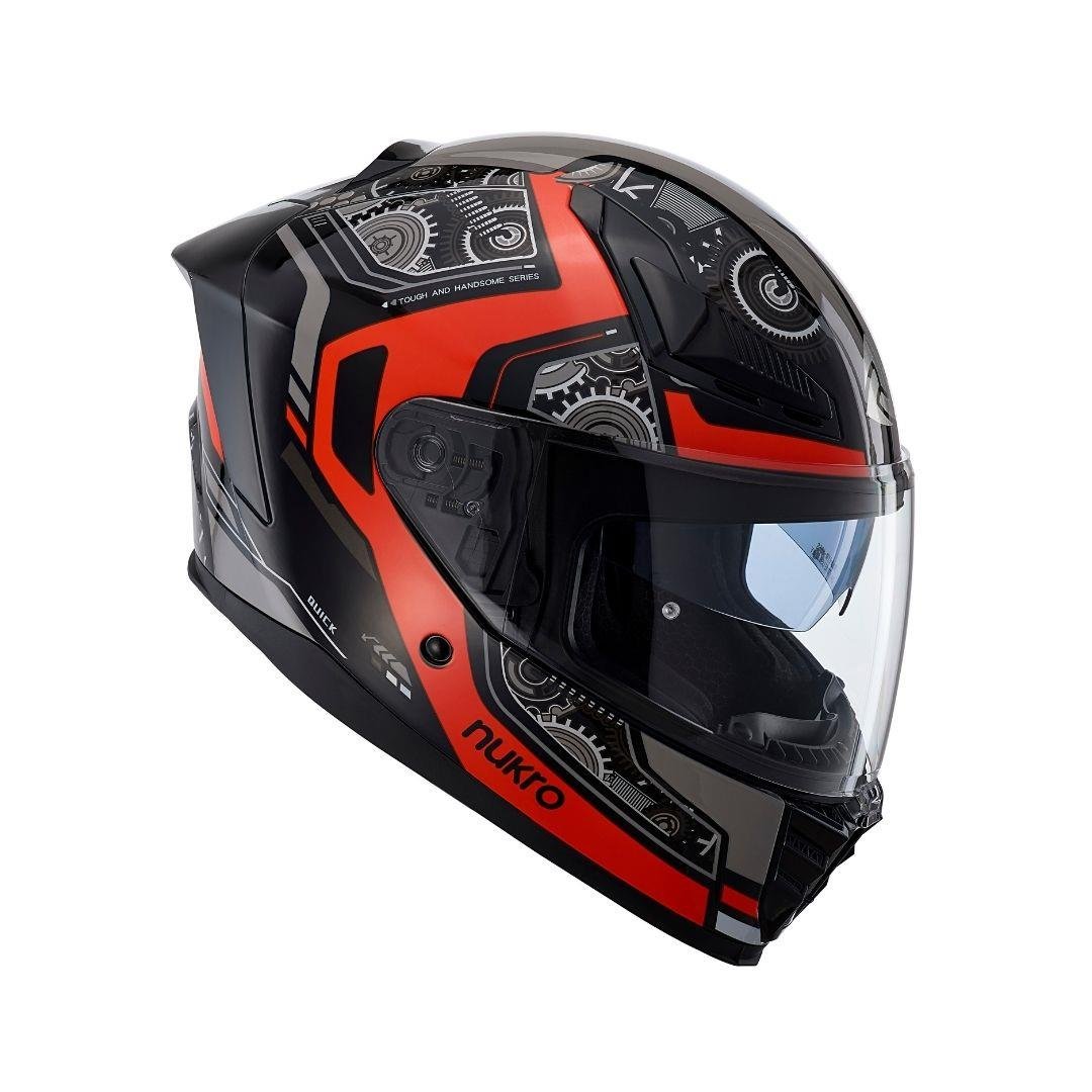 Nukro YM-853 Combat Red Black Kapalı Kask