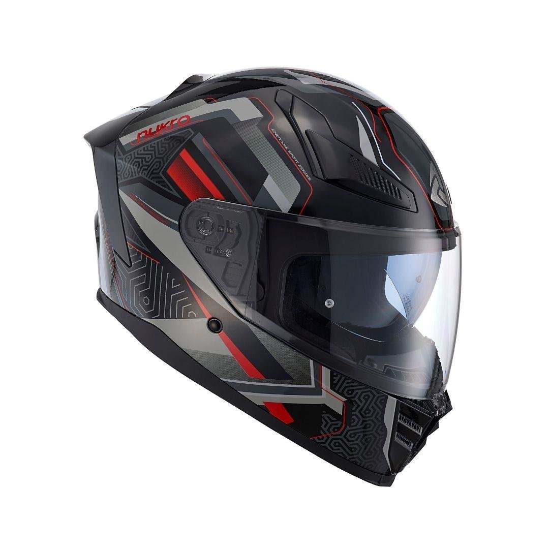 Nukro YM-853 Flash Red Black Kapalı Kask
