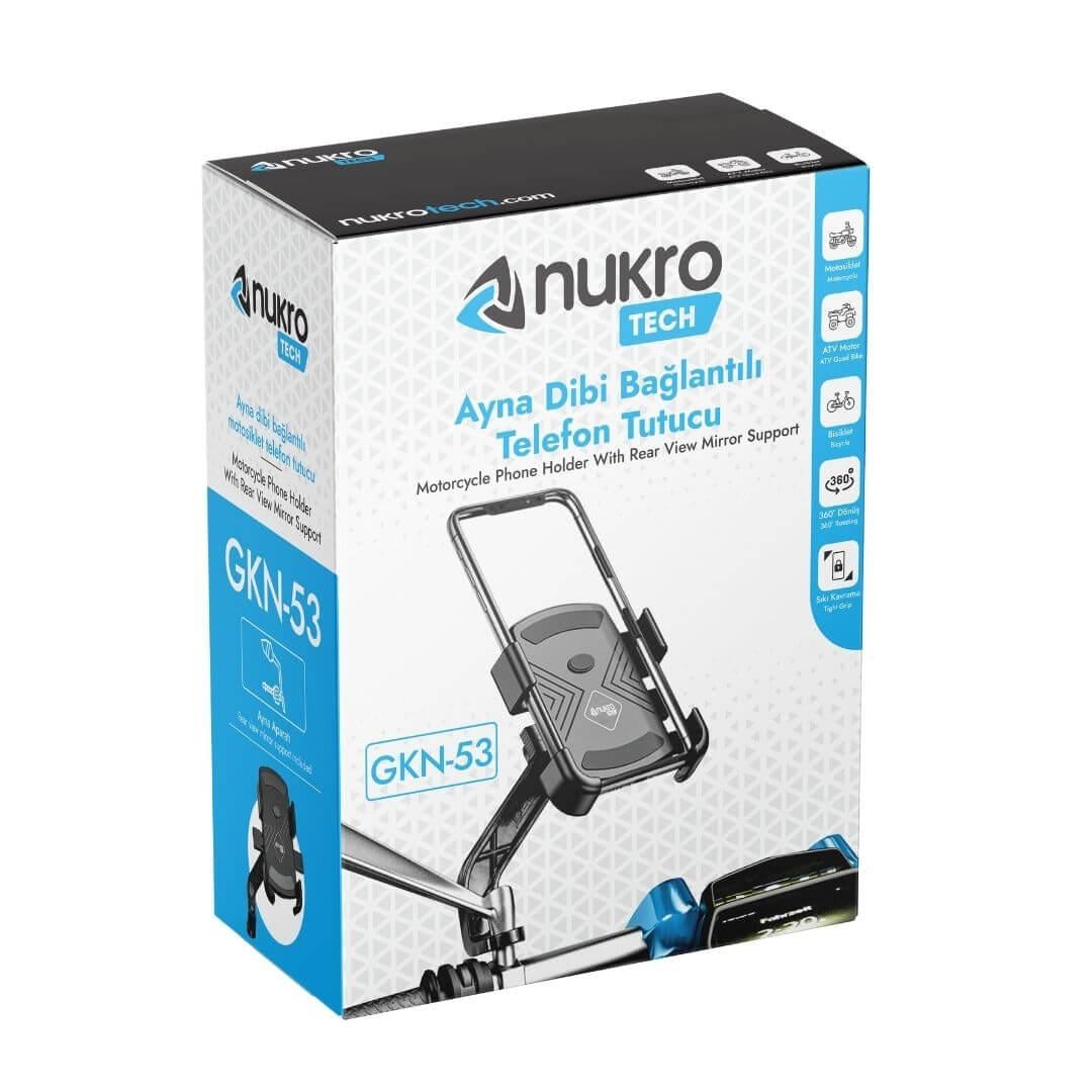 Nukrotech GKN53  Ayna Dibi Bağlantılı Motosiklet Telefon Tutucu