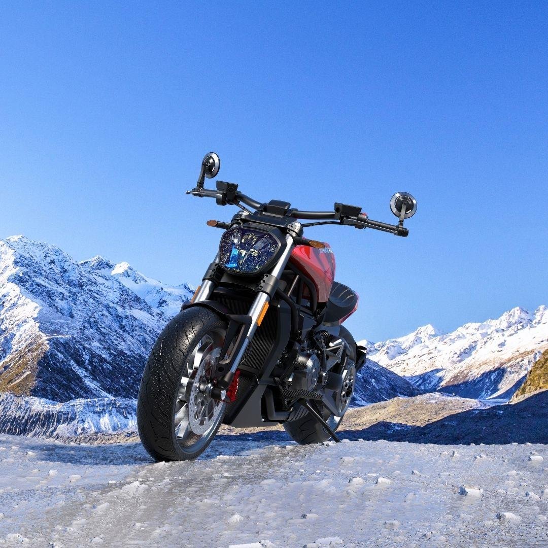 Nukrotech RM-303 Alüminyum Motosiklet Gidon Dikiz Aynası – Mavi Cam - Hidrofobik Tasarım