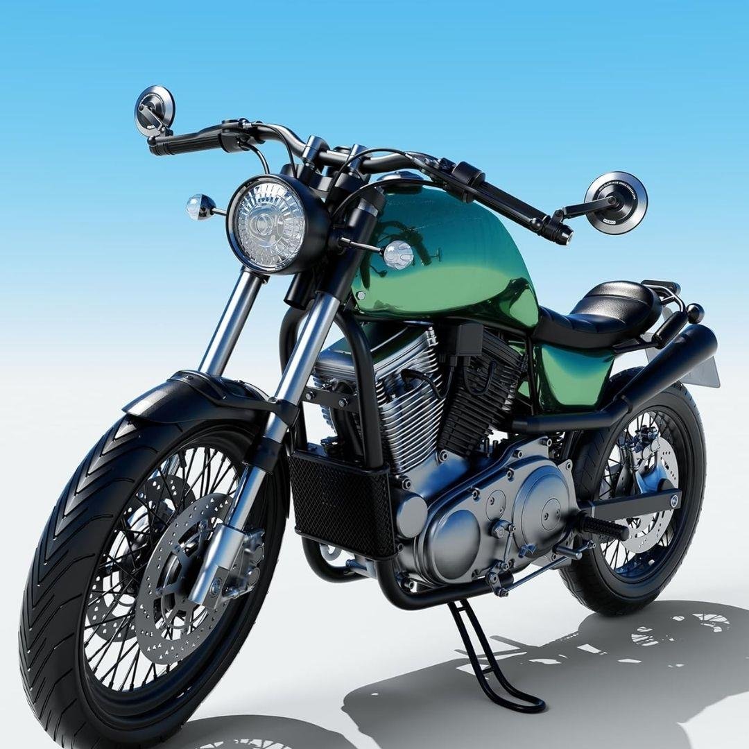 Nukrotech RM-303 Alüminyum Motosiklet Gidon Dikiz Aynası – Mavi Cam - Hidrofobik Tasarım