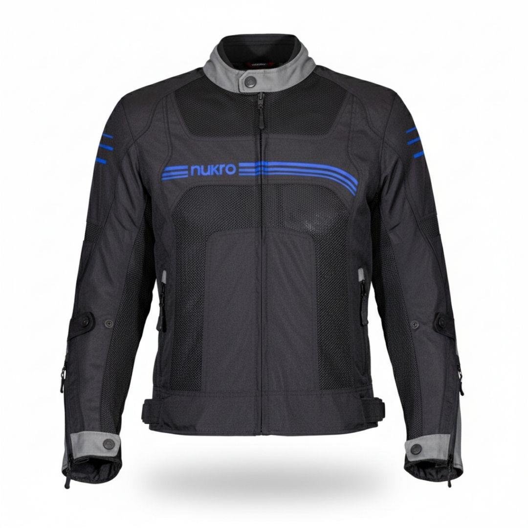 Nukrowear Guardio Mavi Erkek 3 Mevsim Motosiklet Ceketi