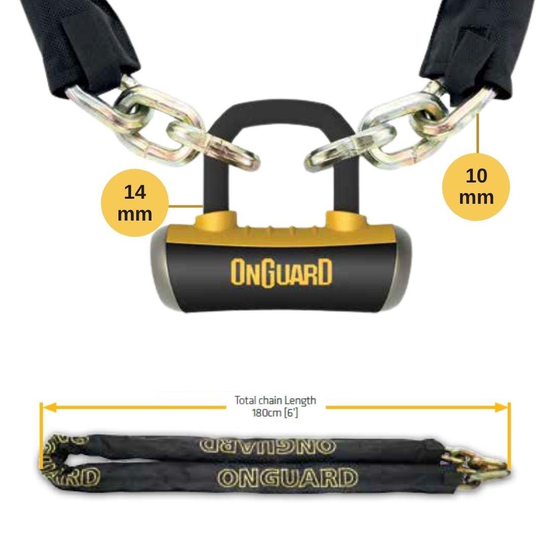 Onguard Mastiff  Zincir ve 14 mm Boxxer Kilit 8019 LX 180cmX10mm
