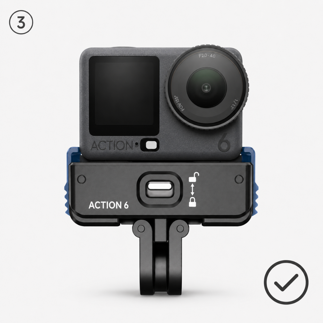 QUICKDOCK QDX4-A6 Manyetik ve Kilitli Aksiyon Kamera Montaj Adaptörü 1/4 Dişli – Action 6 Uyumlu