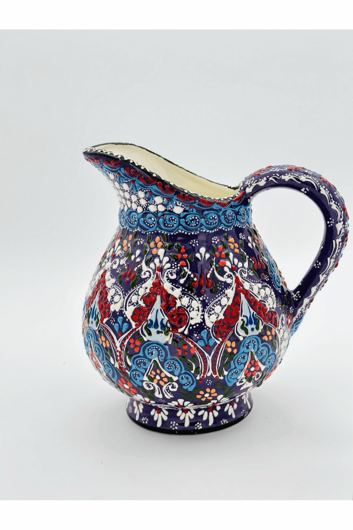 Decorative Turkish Ceramic Pitcher Vase, Decorative Ceramic Vase, Ceramic Water Jug, Pitcher Vase
