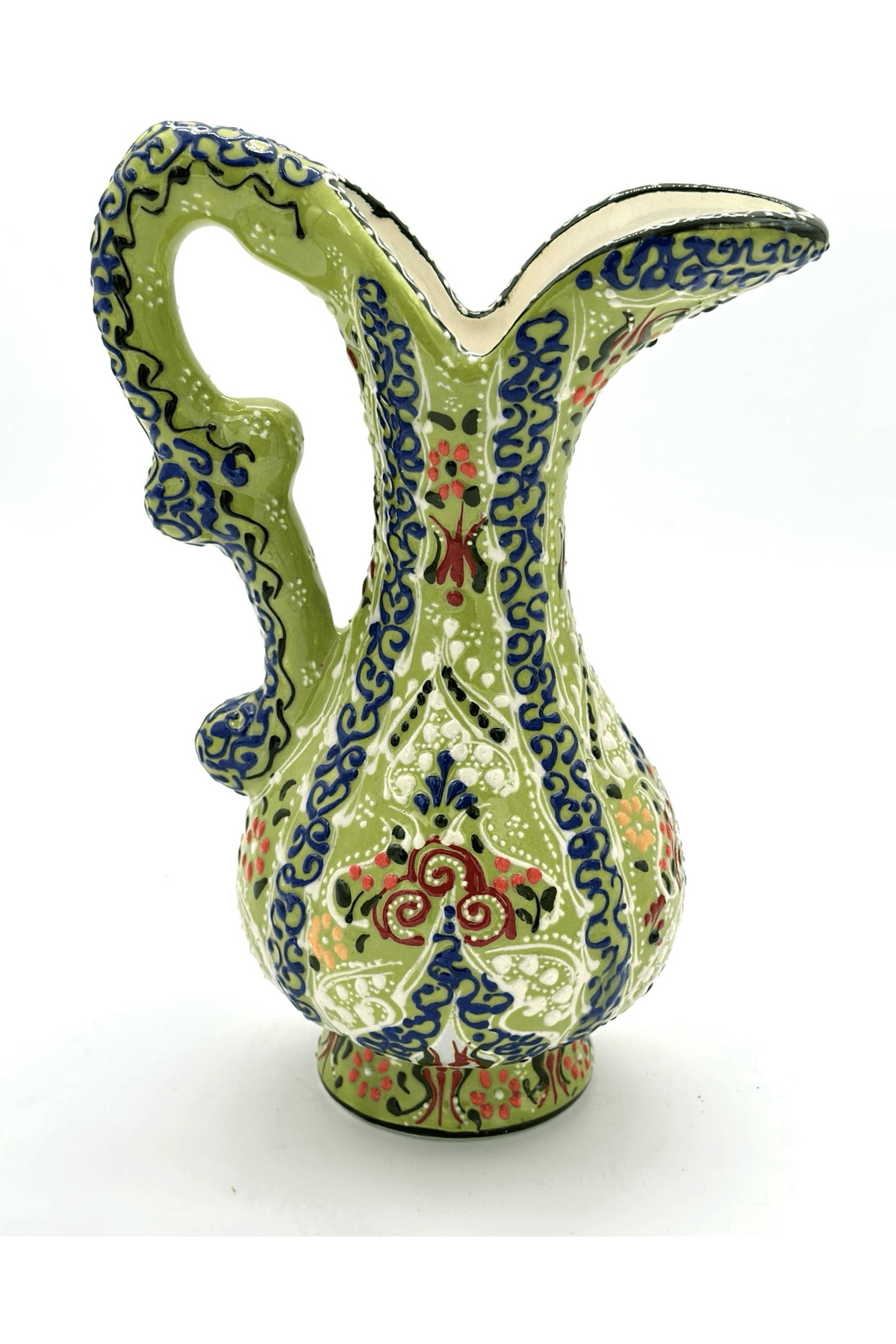 Decorative Turkish Ceramic Pitcher Vase, Decorative Ceramic Vase, Ceramic Water Jug, Pitcher Vase