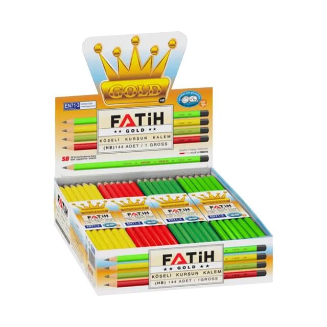 Fatih 12 li Gold Mercanlı Köşeli Kurşun Kalem