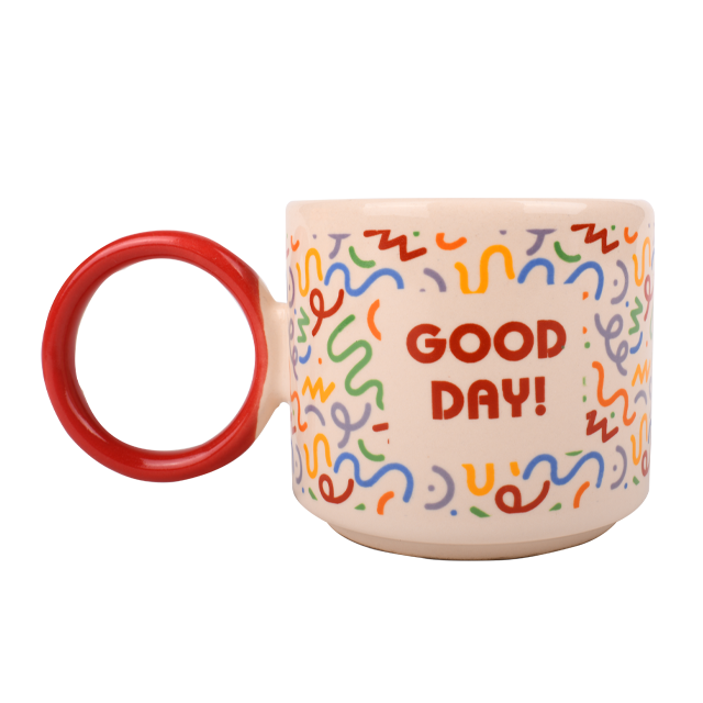 KERAMIKA DEKORLU STACKABLE HALKA KULPLU KUPA