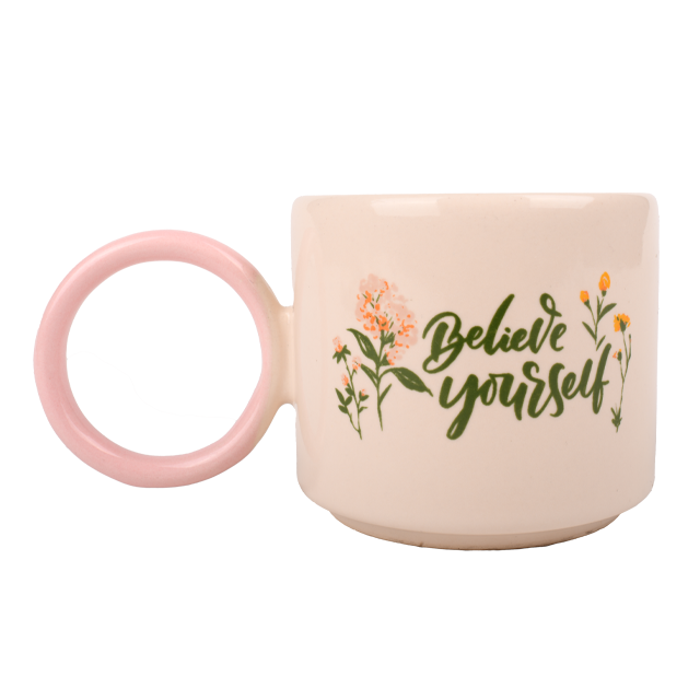 KERAMIKA DEKORLU STACKABLE HALKA KULPLU KUPA