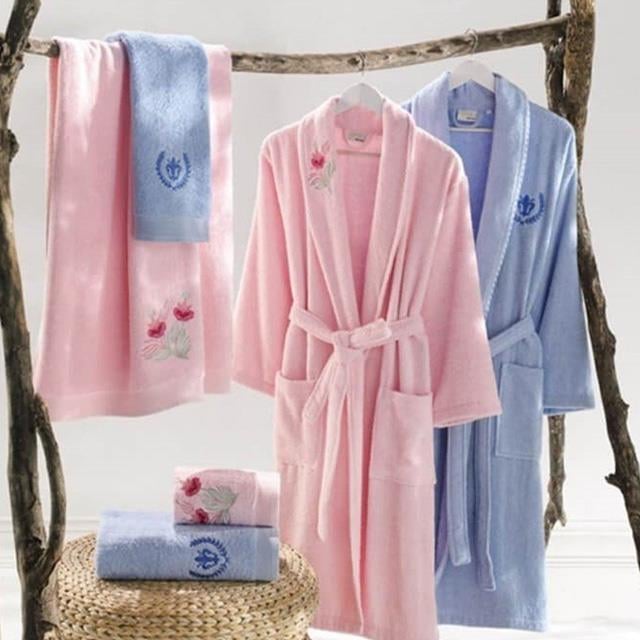 KRISTAL SOFT LINE PAMUKLU BORNOZ SETI